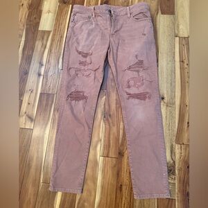 American Eagle Outfitters Pink Straight Leg Jeans with Distressed Details